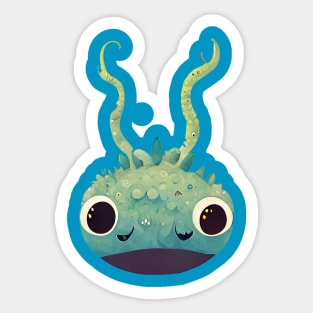 Green Cute Sea Monster Sticker